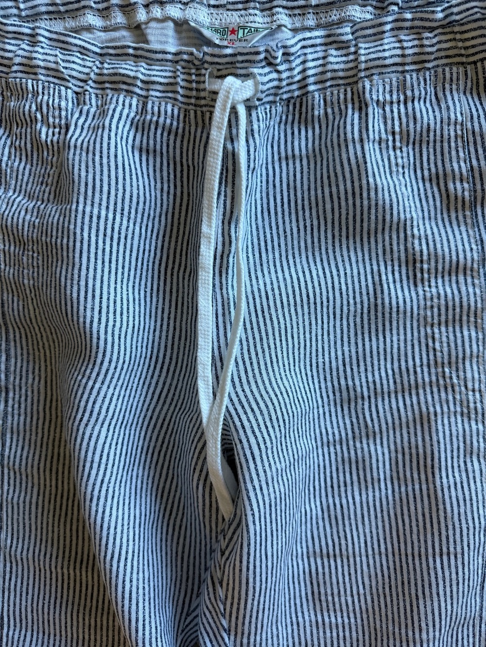 Hard Tail Women’s XL Striped Lightweight Drawstring Cropped Pants - Blue & White - Picture 5 of 11